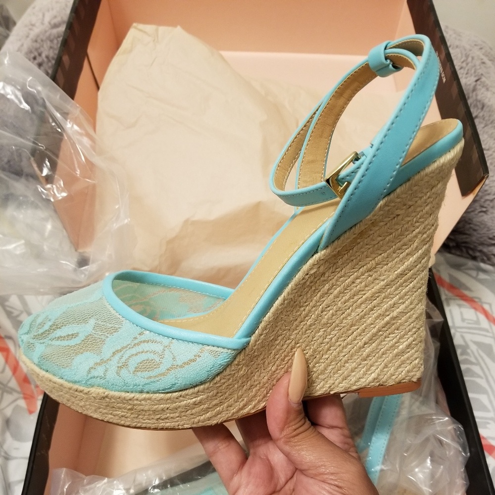 VS Brand New Ice Blue (aqua)  Lace Espadrilles